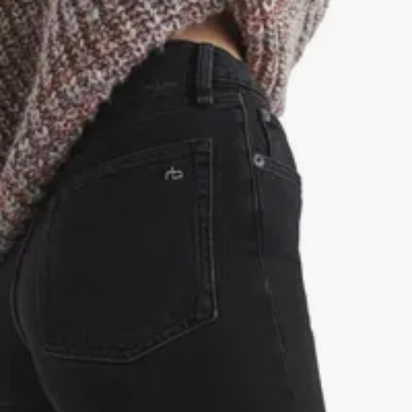 Rag & Bone Alex High-rise straight leg jeans in worn in black size 25 NWT - Picture 5 of 15